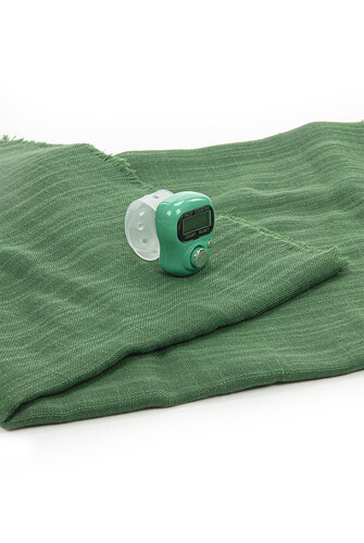 Tulle Pouch Cotton Mevlüt Cloth and Chanting Counter Set Green - 4