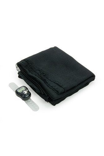 Tulle Pouch Cotton Mevlüt Cloth and Zikrmatik Counter Set Black - 3