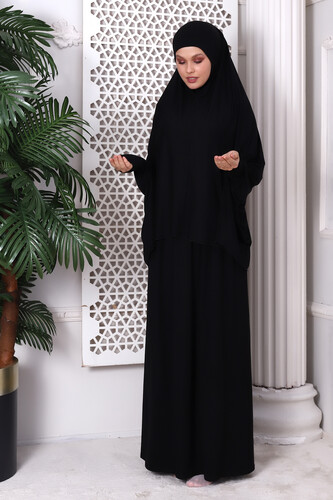 Two Piece Practical Prayer Dress 8016 Black - 2