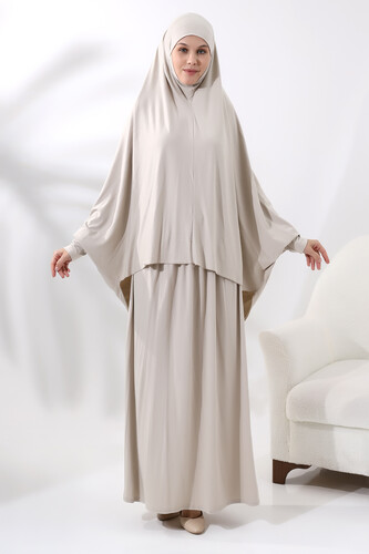 Two Piece Practical Prayer Dress 8016 Cream - 2