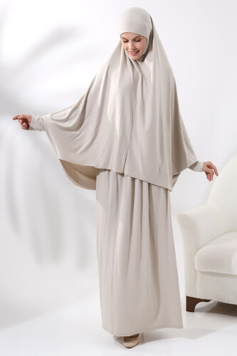 Two Piece Practical Prayer Dress 8016 Cream - 3