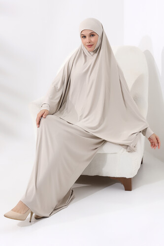 Two Piece Practical Prayer Dress 8016 Cream - 5