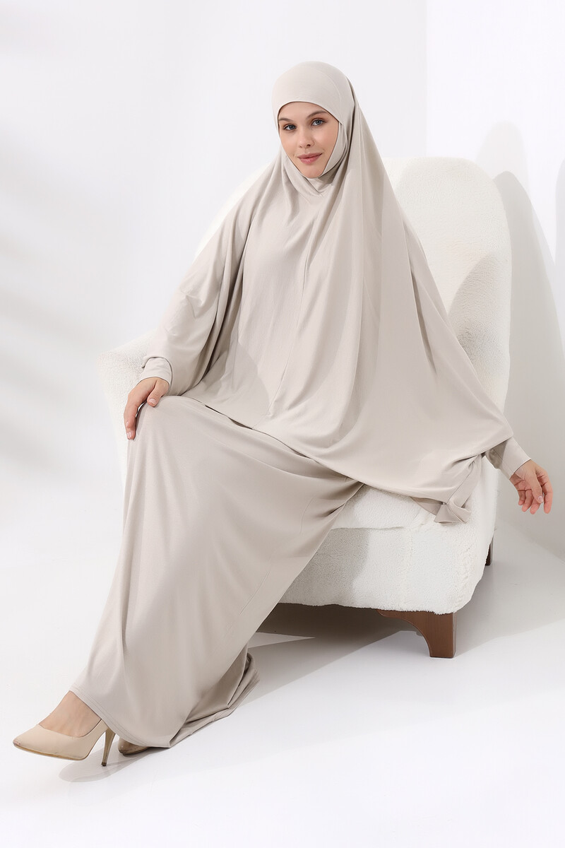 Two Piece Practical Prayer Dress 8016 Cream - 5