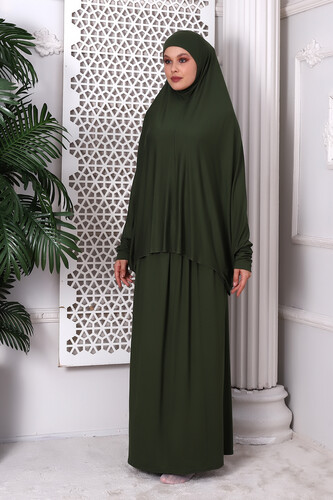 Two Piece Practical Prayer Dress 8016 Khaki - 1