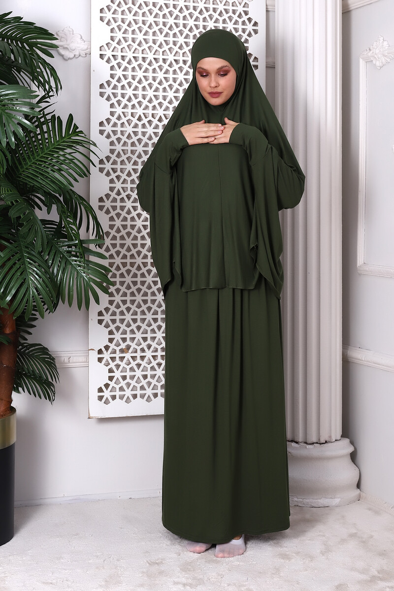 Two Piece Practical Prayer Dress 8016 Khaki - 2