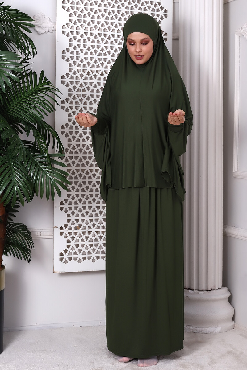 Two Piece Practical Prayer Dress 8016 Khaki - 3