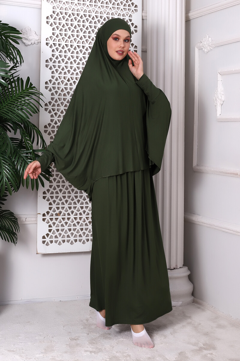 Two Piece Practical Prayer Dress 8016 Khaki - 4