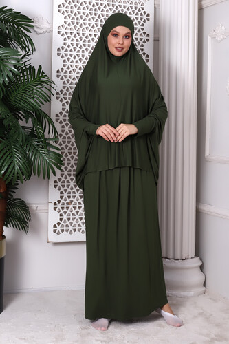 Two Piece Practical Prayer Dress 8016 Khaki - 5