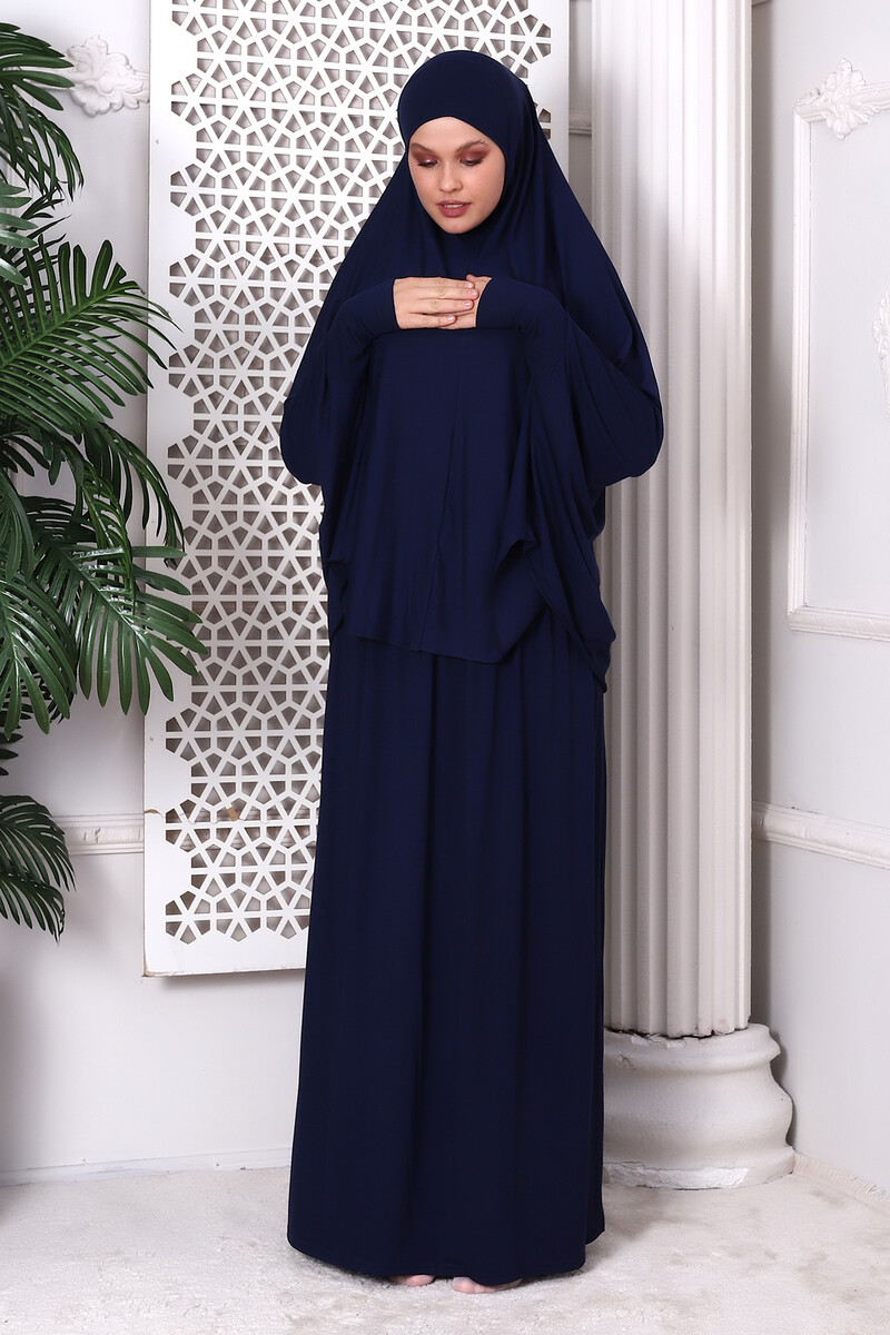 Two Piece Practical Prayer Dress 8016 Navy Blue - 1