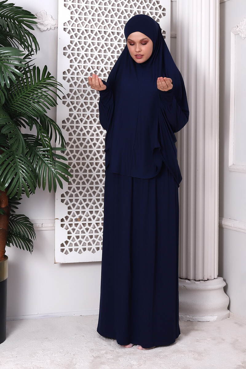 Two Piece Practical Prayer Dress 8016 Navy Blue - 2