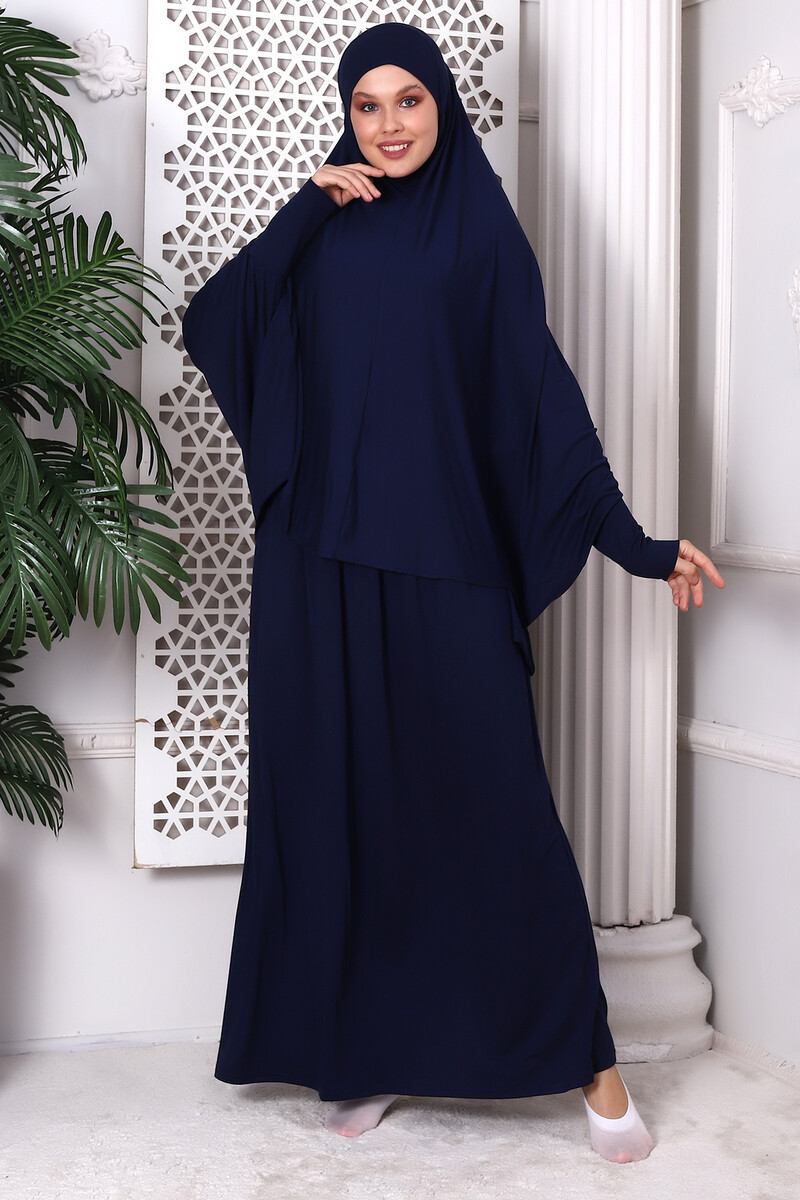 Two Piece Practical Prayer Dress 8016 Navy Blue - 3