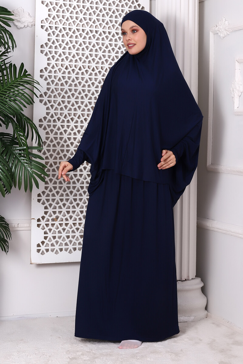 Two Piece Practical Prayer Dress 8016 Navy Blue - 4