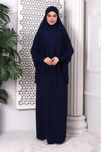 Two Piece Practical Prayer Dress 8016 Navy Blue - 5