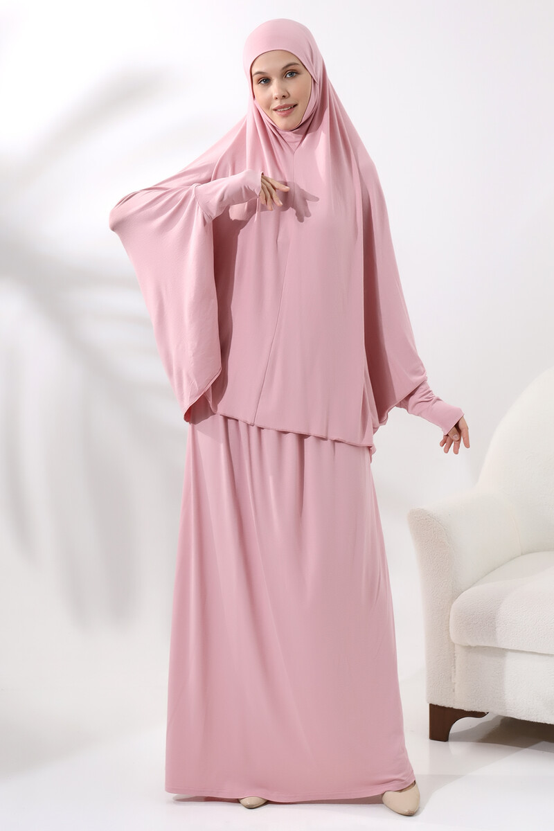 Two Piece Practical Prayer Dress 8016 Pink - 2