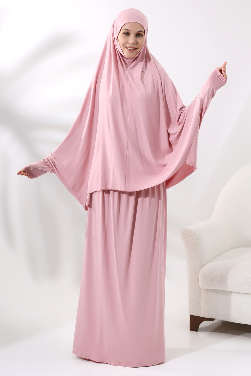 Two Piece Practical Prayer Dress 8016 Pink - 3