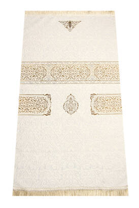 Ultra Luxury Kaaba Cover Cream Prayer Rug 10 - 1