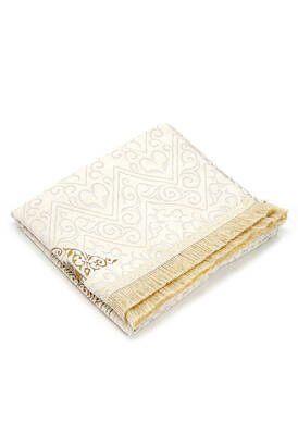 Ultra Luxury Kaaba Cover Cream Prayer Rug 10 - 4