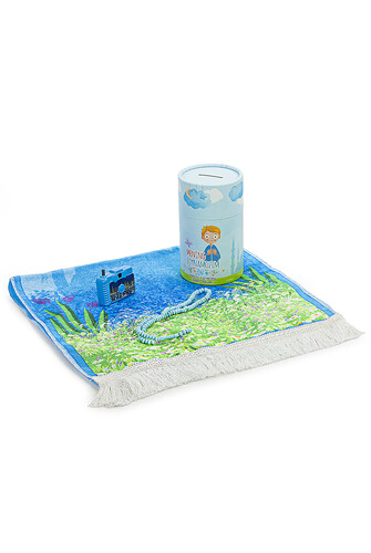 Uzbek My Prayer Mat with Piggy Bank - Blue - 4