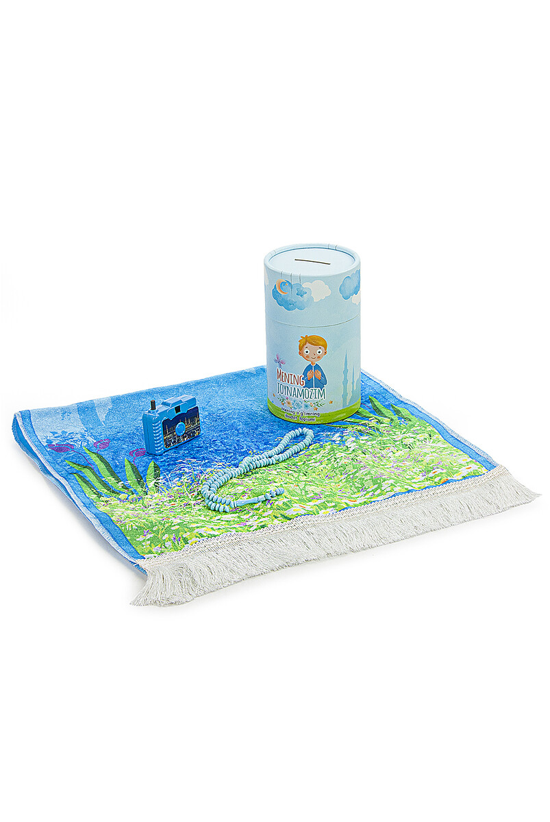 Uzbek My Prayer Mat with Piggy Bank - Blue - 4