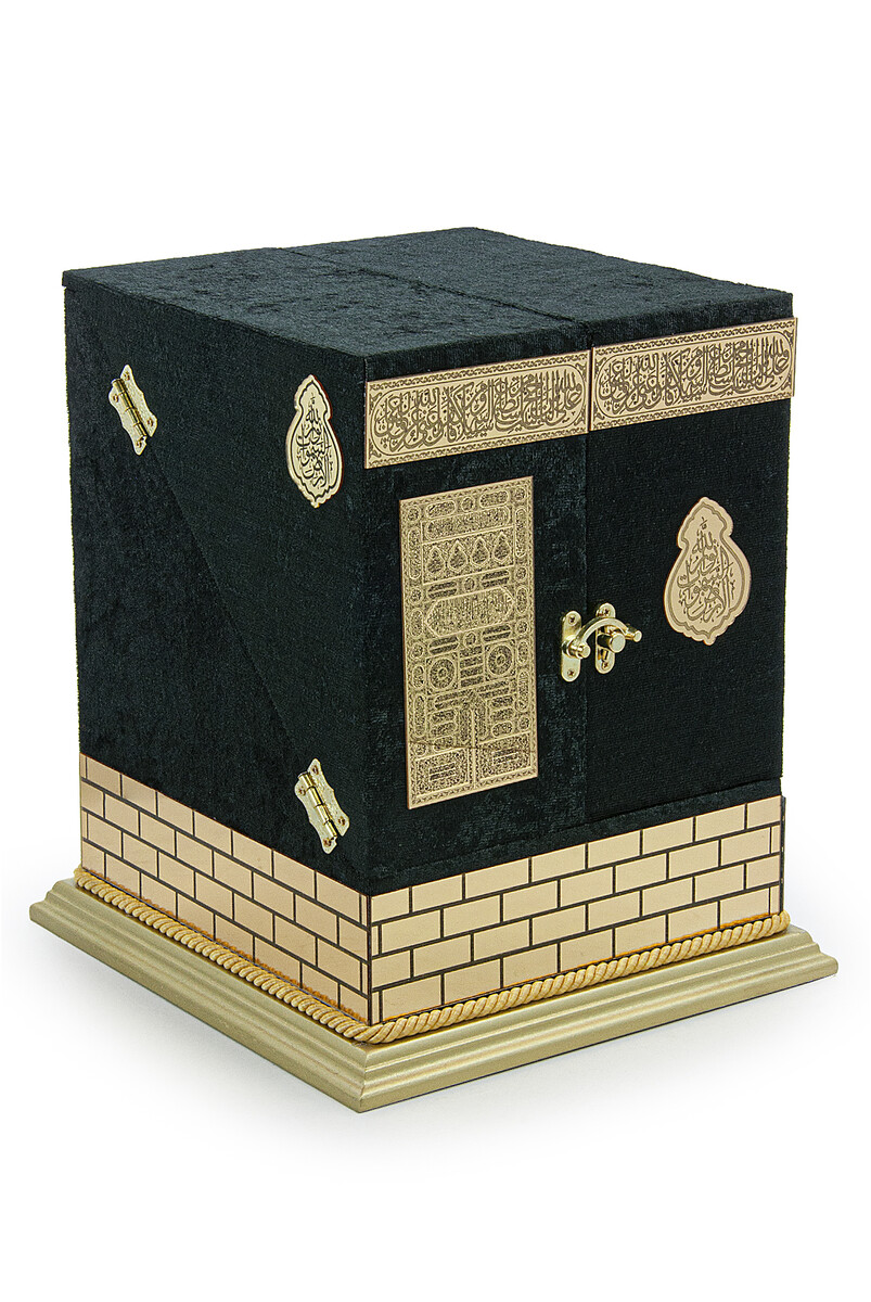 Velvet Covered Kaaba Looking Large Size MDF Wooden Model Korani Kerim Set - 1