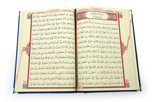 Velvet Covered Quran Set with Mültezem Stand - Navy Blue - 8