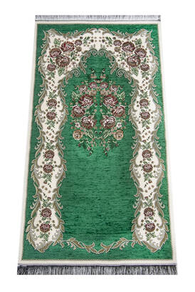 Velvet Pouch Luxury Prayer Rug Set - Green Color - 4