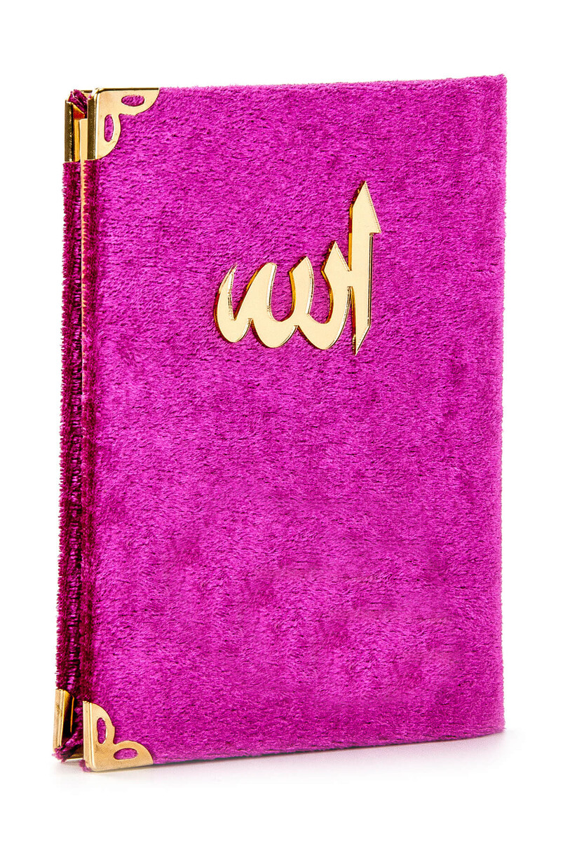 Velvet Yasin Book Bag Size Prayer Rug Rosary Boxed Fuchsia - 4