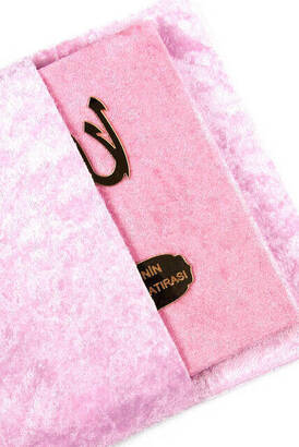 Velvet Coated Yasin Book - Bag Boy - Name Special Plate - Marsupeli - Pink Color - Religious Gift - 2