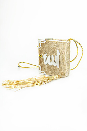 Velvet Covered Mini Quran Gold - 1