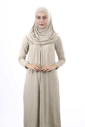 Waiter Boy 12-15 Years Old Mink One Piece Women's Prayer Dress with Headscarf - 1