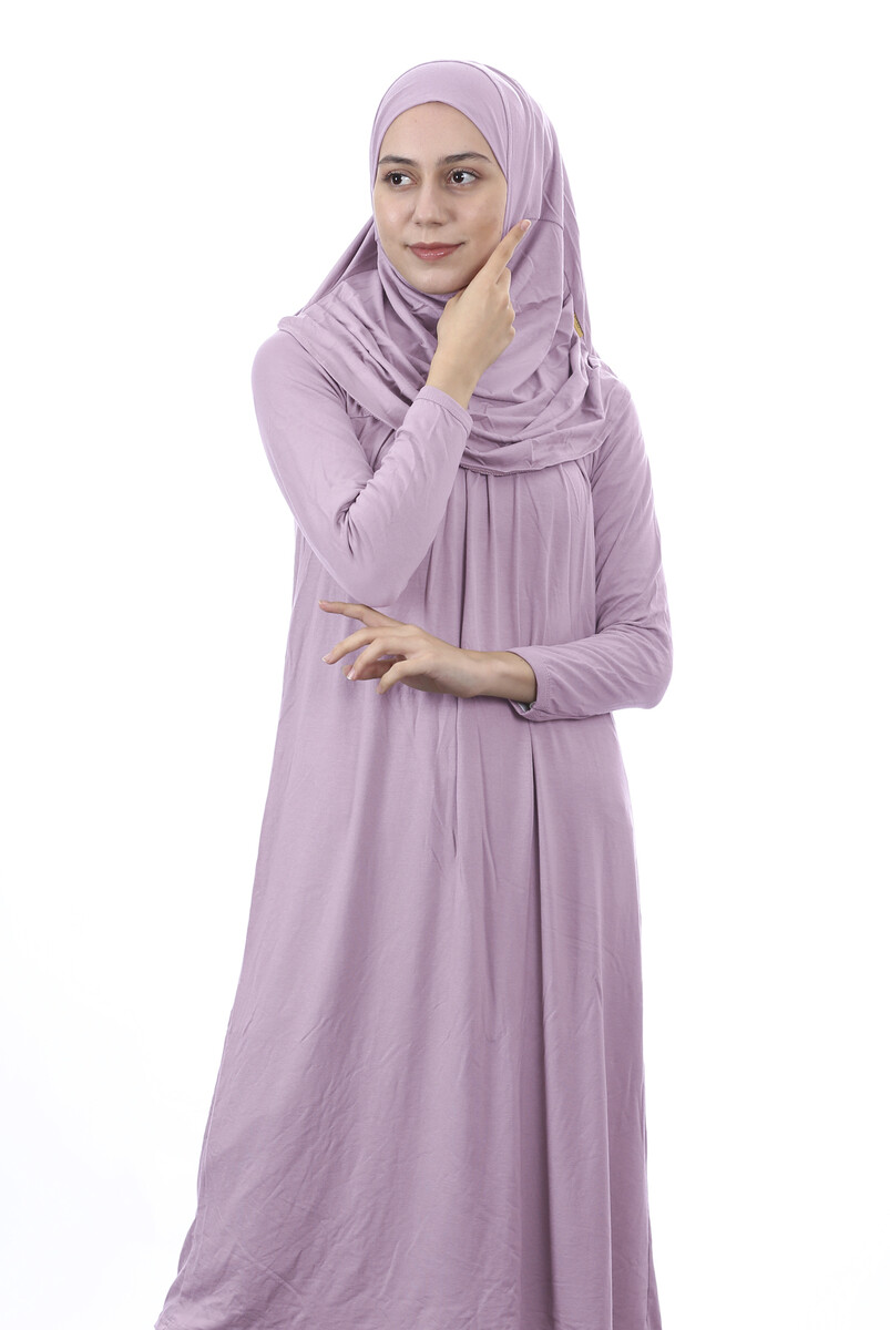 Waiter Size 12-15 Years Dried Rose One Piece Women's Prayer Dress with Headscarf - 3