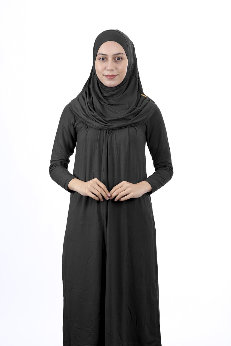 Waiter Size 12-15 Years Old Black One Piece Women's Prayer Dress with Headscarf - 1