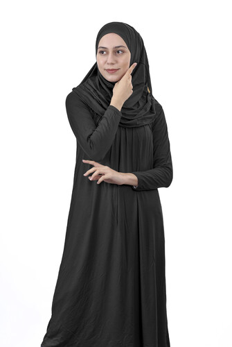 Waiter Size 12-15 Years Old Black One Piece Women's Prayer Dress with Headscarf - 3