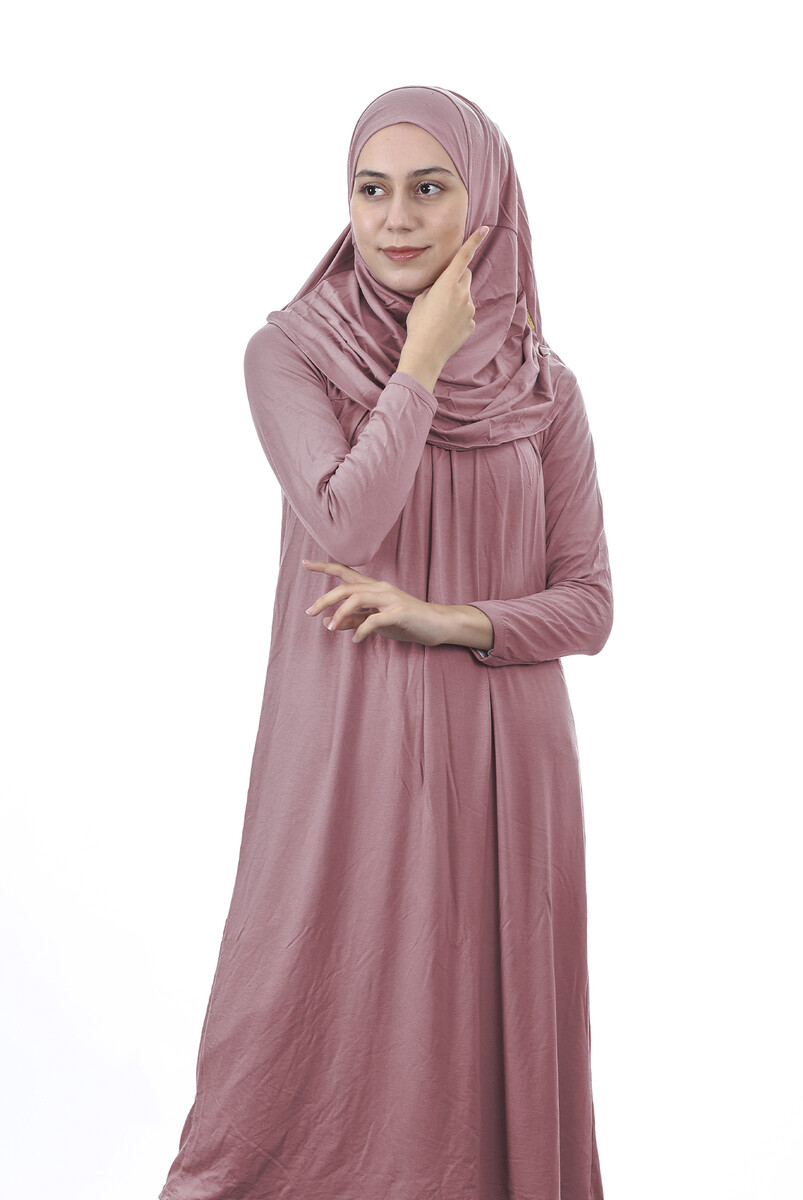 Waiter Size 12-15 Years Old Pink One Piece Women's Prayer Dress with Headscarf - 3