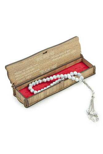 White Howlite Stone Special Boxed 33-Piece Prayer Beads - 3