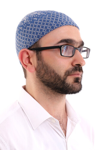 Winter Wool Skullcap Snow White Pattern - Blue - 1