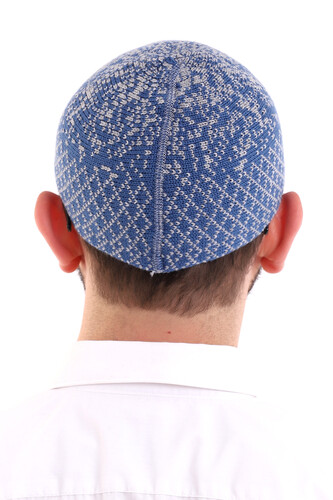 Winter Wool Skullcap Snow White Pattern - Blue - 5