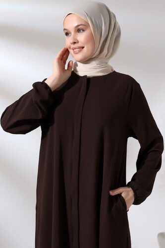 Women's Hajj and Umrah Clothing Afghan Double Set Dark Brown - 6