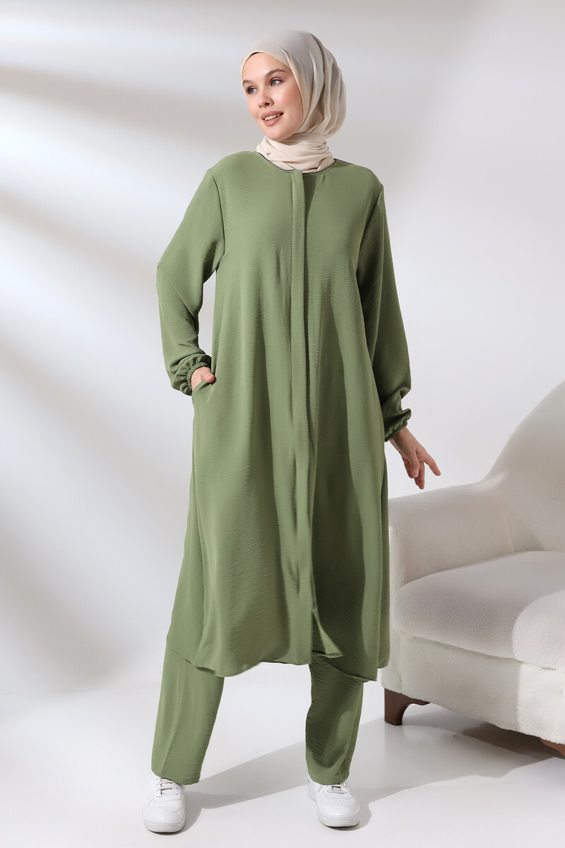 Women's Hajj and Umrah Clothing Afghan Double Set Mint - 3