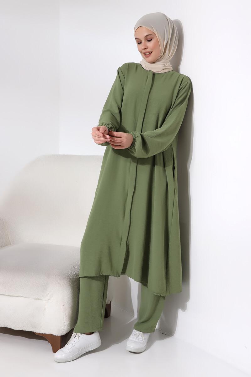 Women's Hajj and Umrah Clothing Afghan Double Set Mint - 4