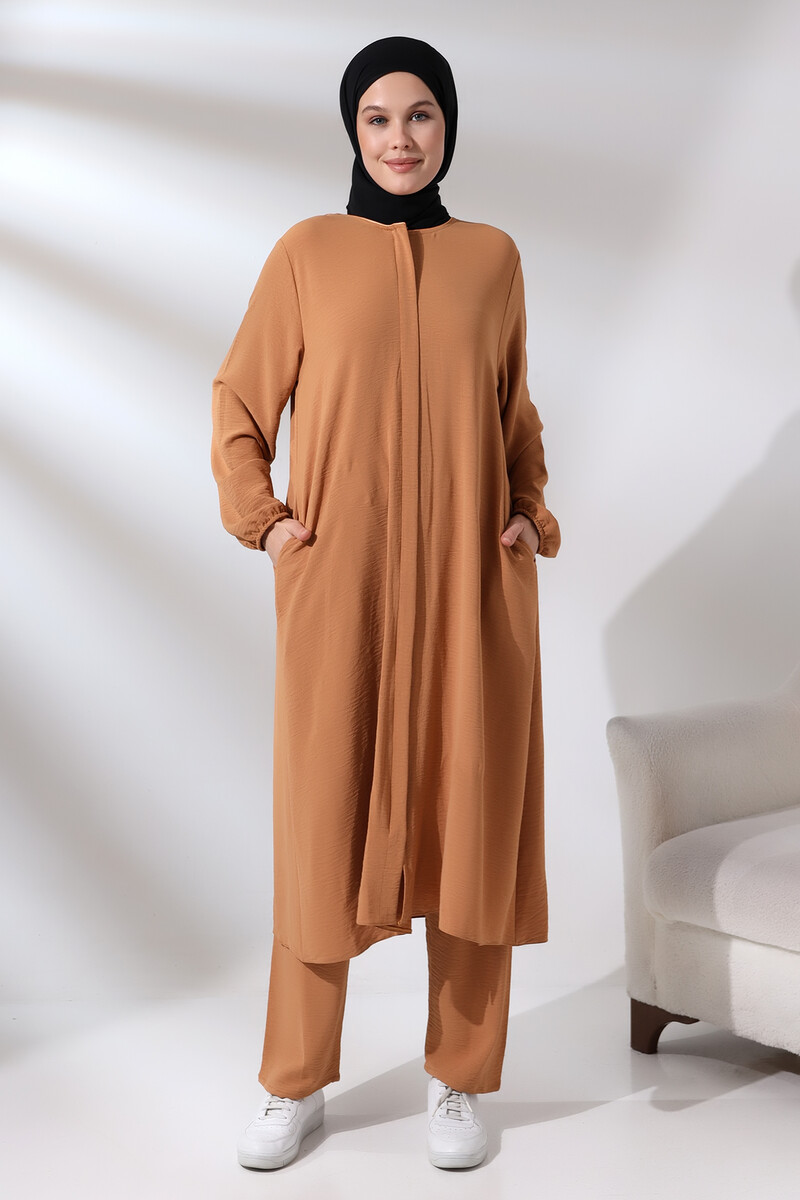 Women's Hajj and Umrah Clothing Afghan Double Set Salmon - 1