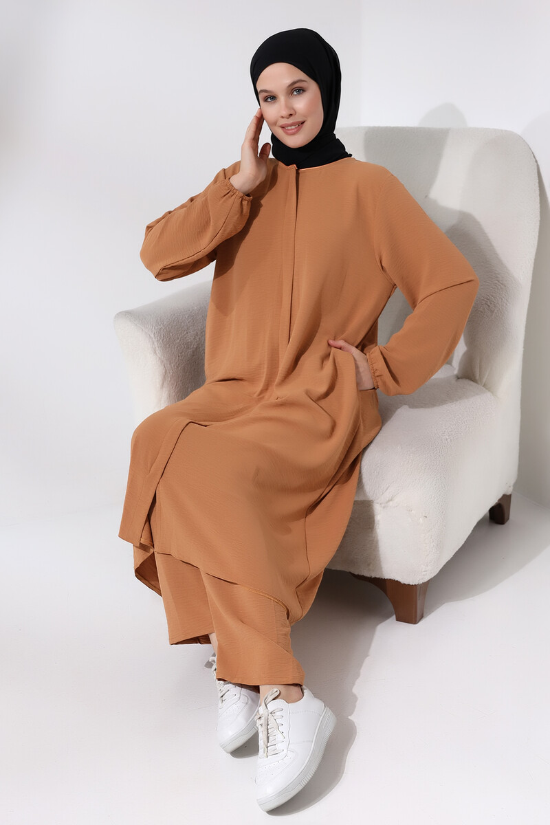 Women's Hajj and Umrah Clothing Afghan Double Set Salmon - 7