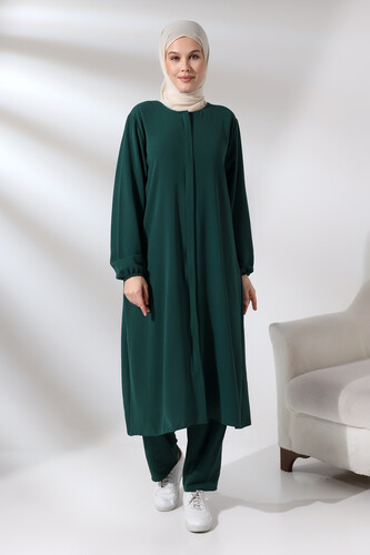 Women's Hajj and Umrah Clothing Afghan Two-piece Suit Emerald Green - 1