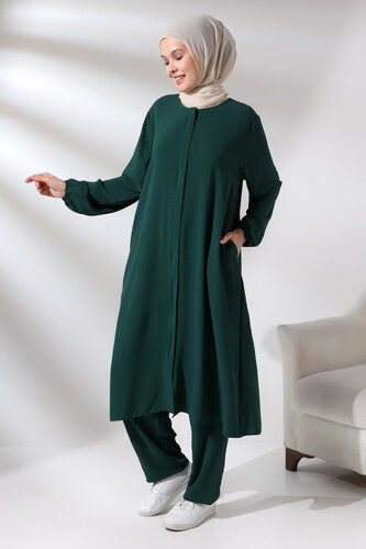 Women's Hajj and Umrah Clothing Afghan Two-piece Suit Emerald Green - 3