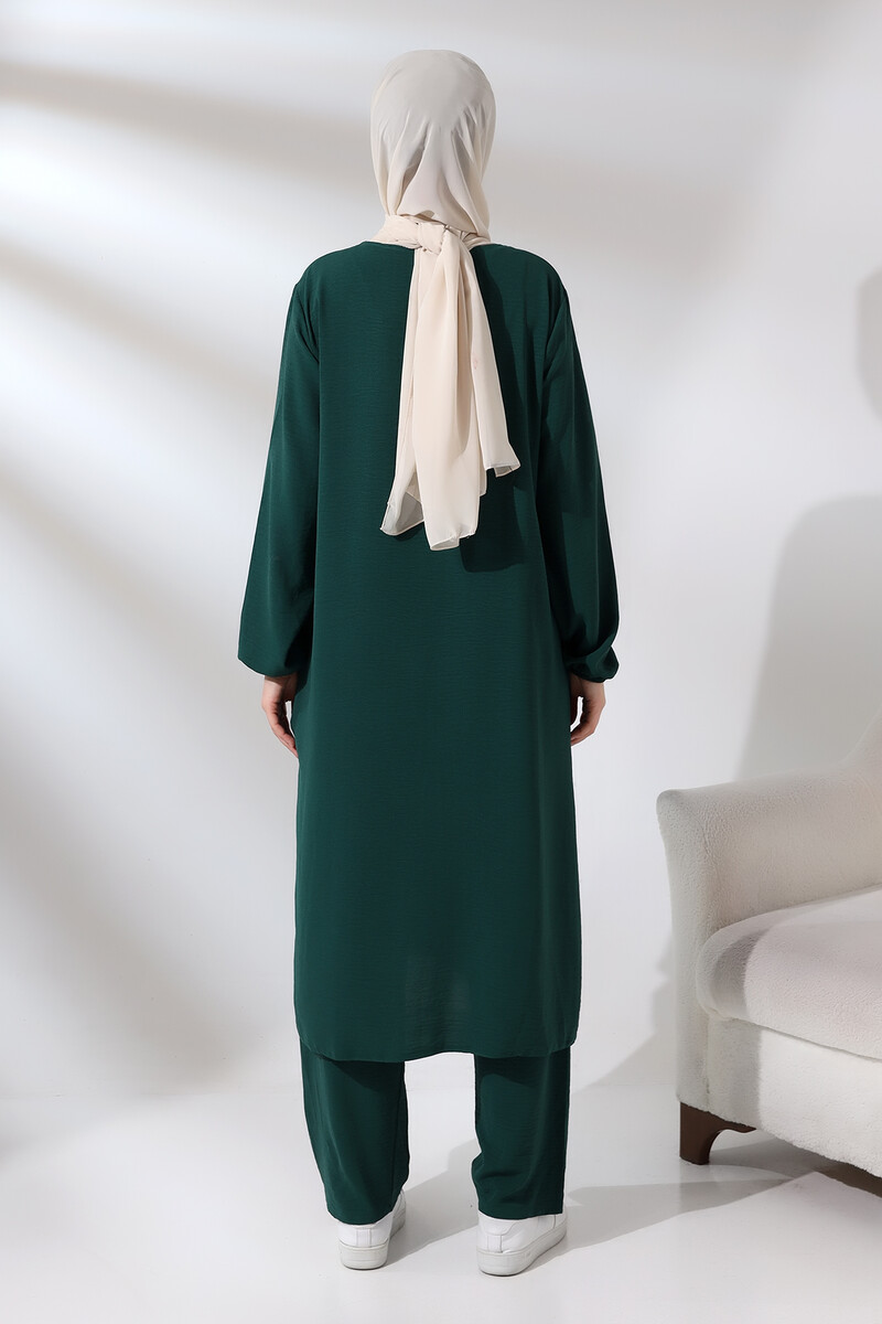 Women's Hajj and Umrah Clothing Afghan Two-piece Suit Emerald Green - 5