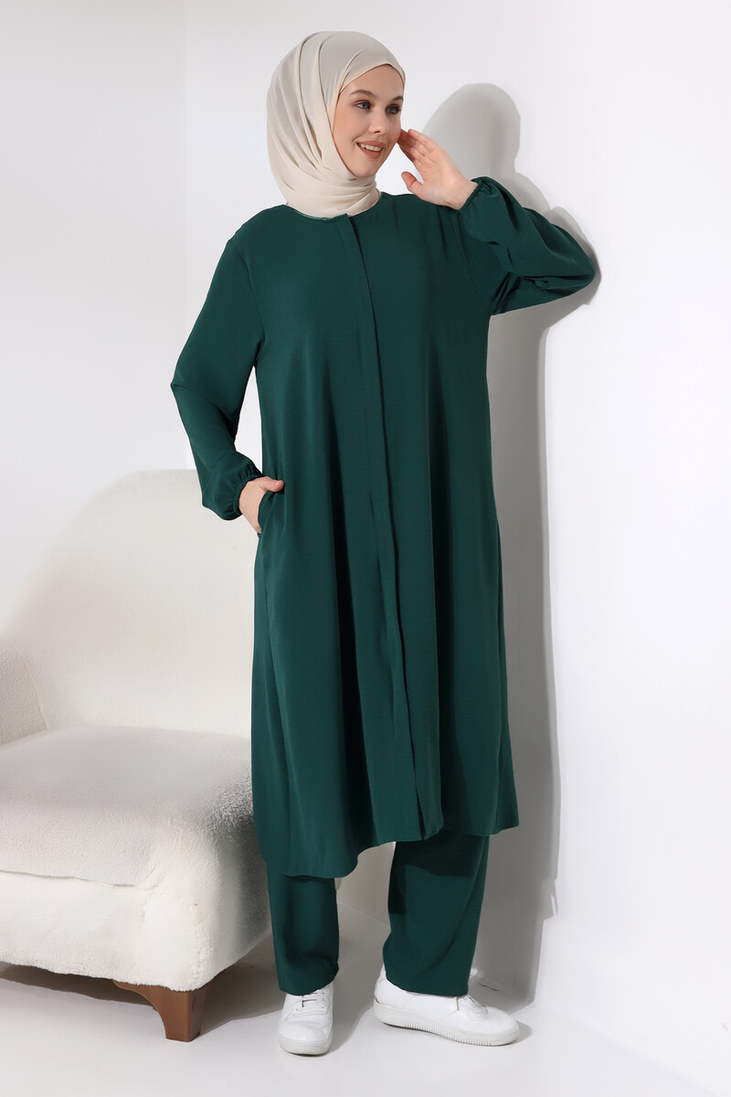 Women's Hajj and Umrah Clothing Afghan Two-piece Suit Emerald Green - 6