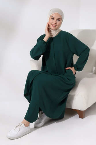 Women's Hajj and Umrah Clothing Afghan Two-piece Suit Emerald Green - 7