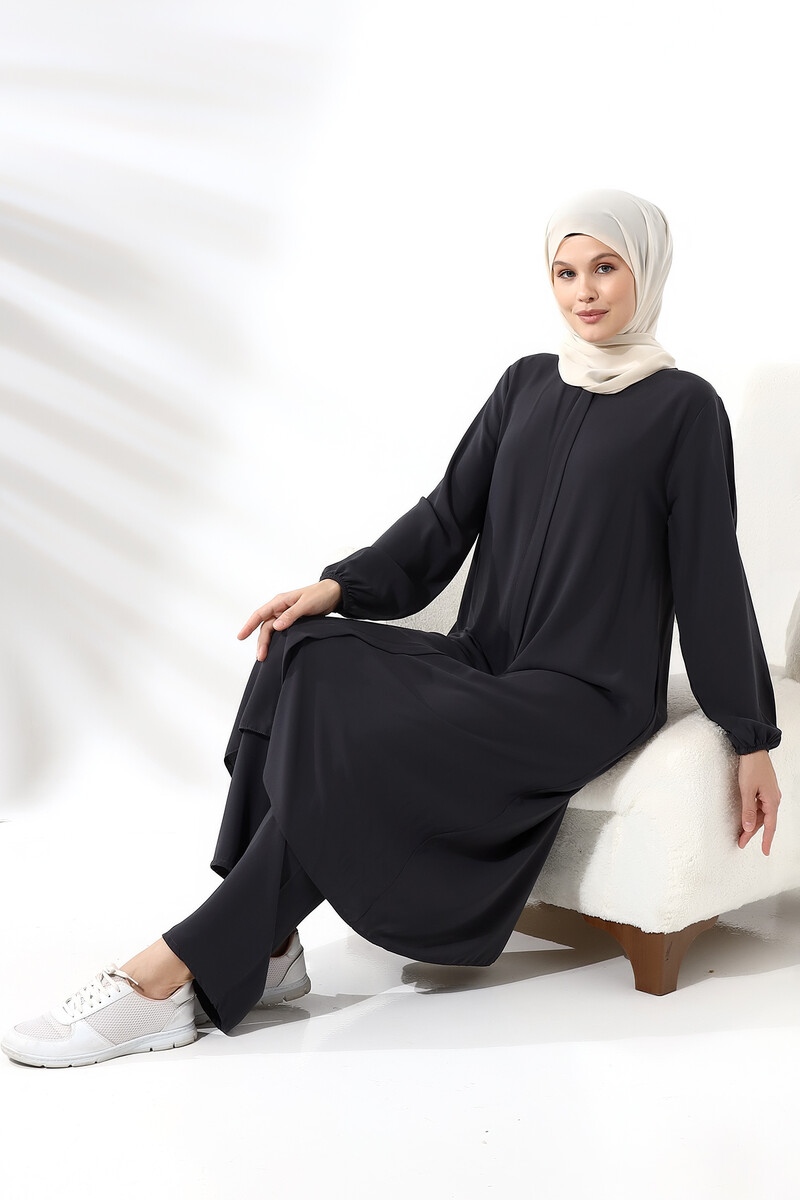 Women's Umrah and Hajj Dress Elite Fabric Black - 5