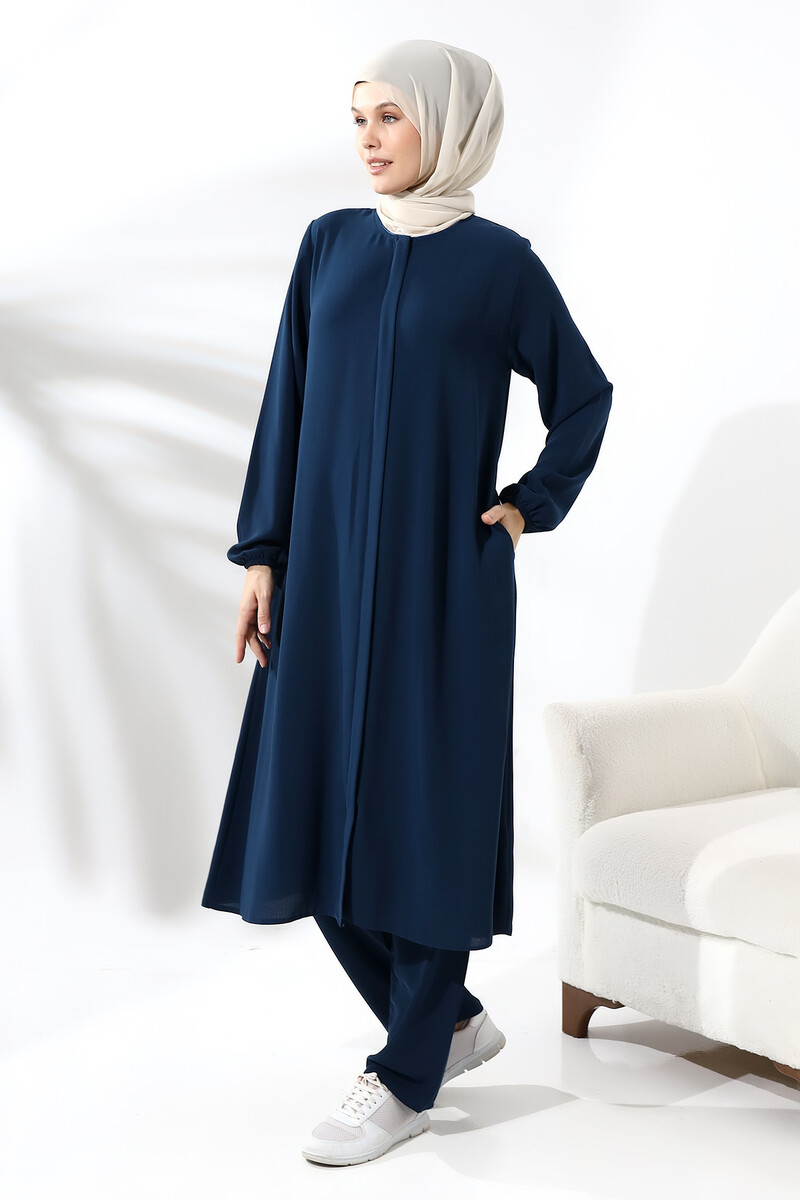 Women's Umrah and Hajj Dress Elite Fabric Navy Blue - 3