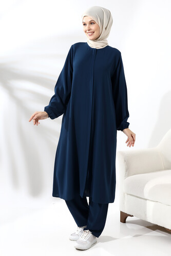 Women's Umrah and Hajj Dress Elite Fabric Navy Blue - 5